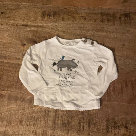 Mudpie Baby Girl 3-6 Months Shirt Long Sleeve Be Kind To Every Kind Elephant Top - Picture 2 of 5